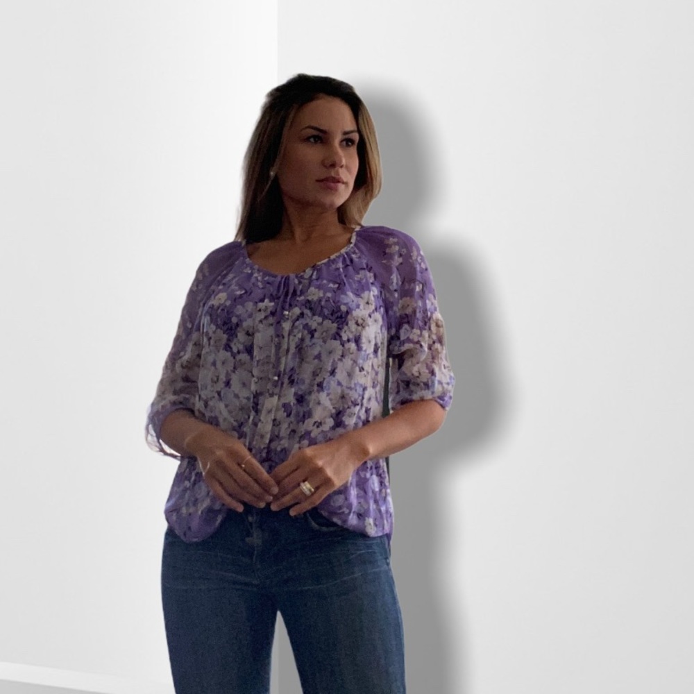 Floral blouse/ Purple blouse